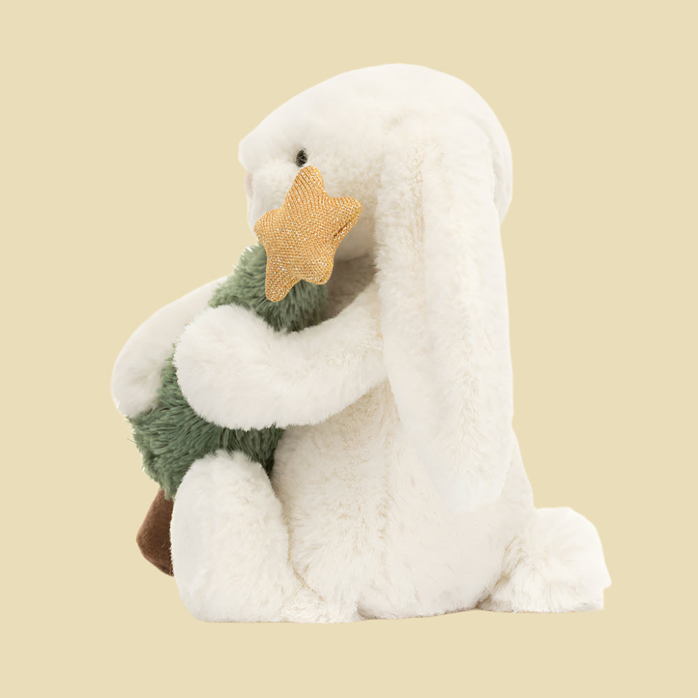 jellycat Bashful Bunny with Christmas Tree 1